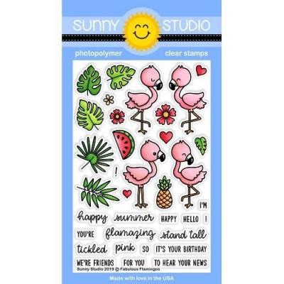 Sunny Studio Clear Stamps - Fabulous Flamingos